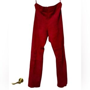 CACHE SUEDE LEATHER Y2K 100% GOAT LEATHER Very Soft Vibrant Red Orange Size 6